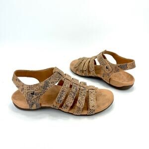 Vionic Harissa Women Sandal Sz 8 Tan Leather Arch Support Adjustable Strap Comfy